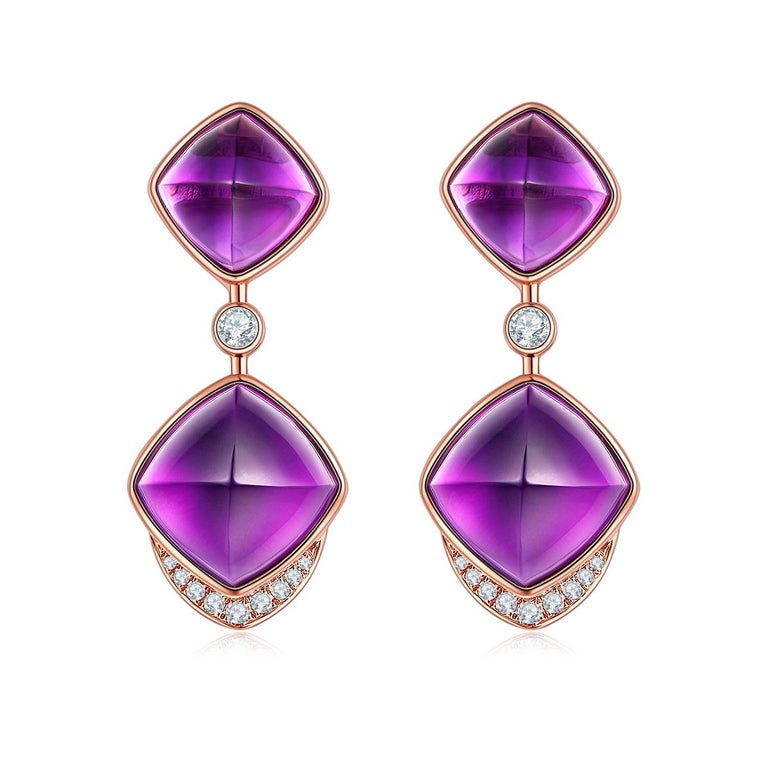 Eostre Amethyst Sugar Loaf Drop Rose Gold Earring