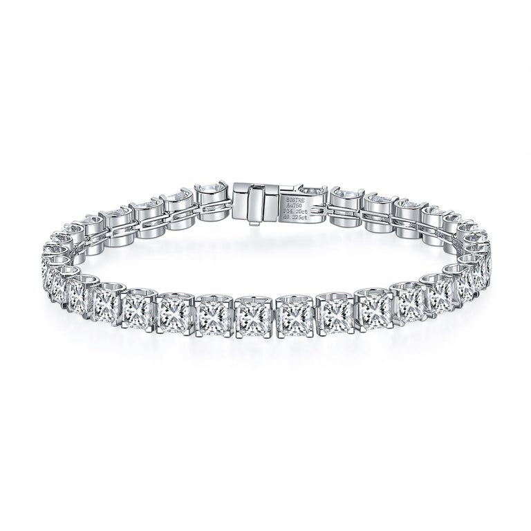 Eostre Asscher Diamond Line Tennis Statement White Gold Bracelet