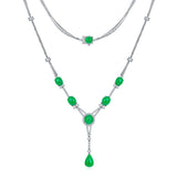 Eostre Emerald Cabochon Sugarloaf and Diamond White Gold Necklace