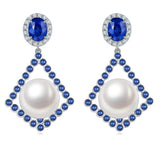 Eostre Sapphire, Diamond and South Sea Pearl White Gold Earring