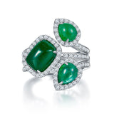 Eostre Multi Style Vivid Green Emerald and Diamond White Gold Ring