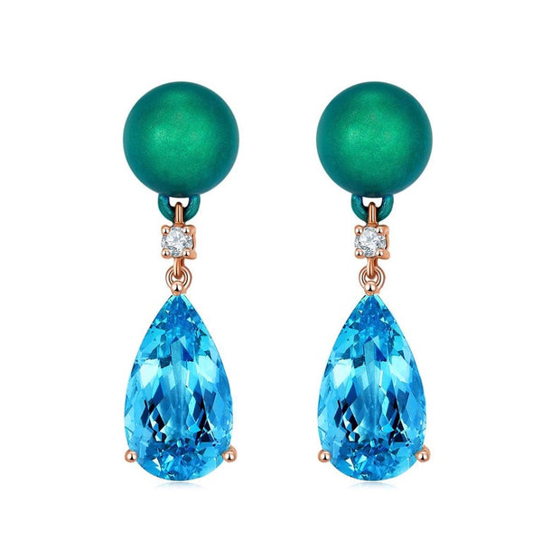 Eostre Aquamarine and Titanium Beads Rose Gold Earring