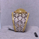 Eostre Type A Natural Yellow Jadeite Jade and Diamond Duo Colour Ring