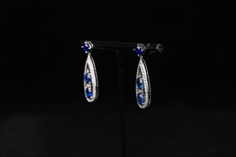 Eostre Blue Sapphire and Diamond White Gold Earring