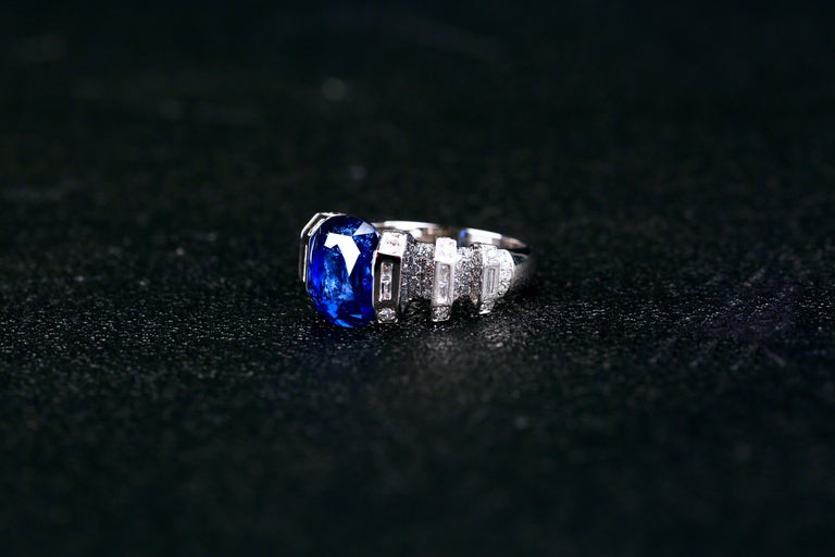 Eostre Blue Sapphire and Diamond White Gold Ring