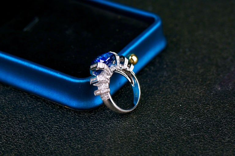 Eostre Blue Sapphire and Diamond White Gold Ring