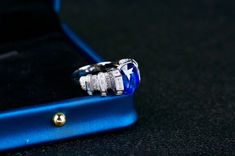 Eostre Blue Sapphire and Diamond White Gold Ring