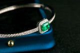 Eostre Green Emerald and Diamond Bangle in 18k White Gold