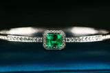 Eostre Green Emerald and Diamond Bangle in 18k White Gold