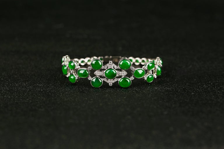 Eostre Jadeite Jade and Diamond White Gold Bracelet