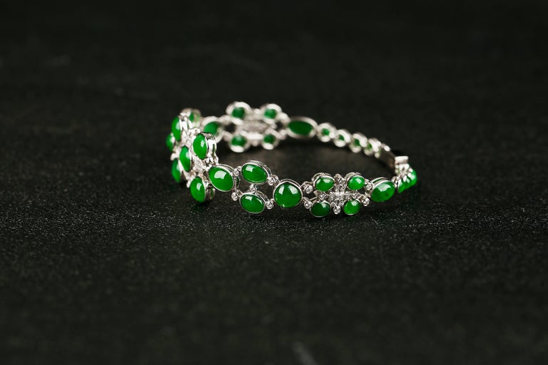 Eostre Jadeite Jade and Diamond White Gold Bracelet