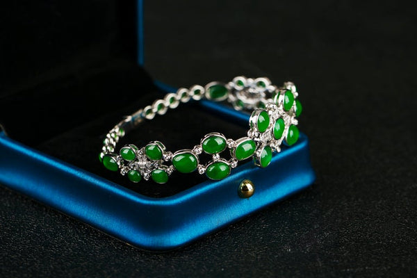 Eostre Jadeite Jade and Diamond White Gold Bracelet