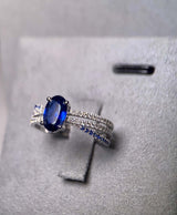 Eostre Blue Sapphire and Diamond Ring in 18k White Gold