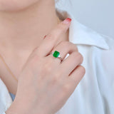 Eostre Vivid Green Emerald and Diamond White Gold Ring