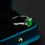 Eostre Vivid Green Emerald and Diamond White Gold Ring