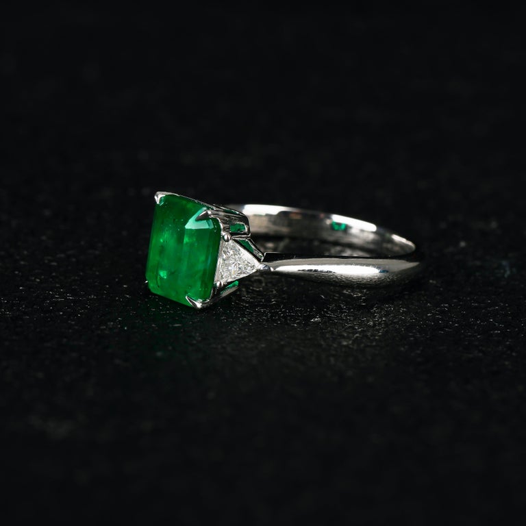 Eostre Vivid Green Emerald and Diamond White Gold Ring