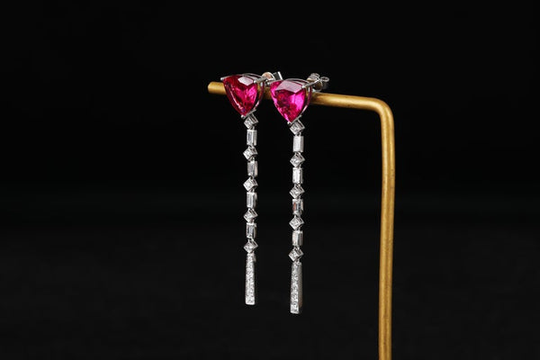 Eostre Rubellite Tourmaline and Diamond White Gold Earring