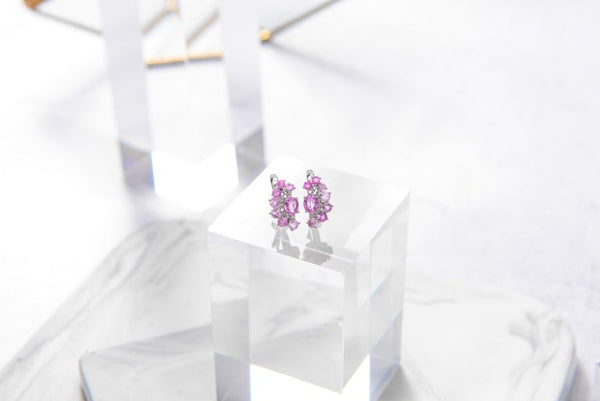 Eostre Paparacha Pink Sapphire and Diamond White Gold Earring