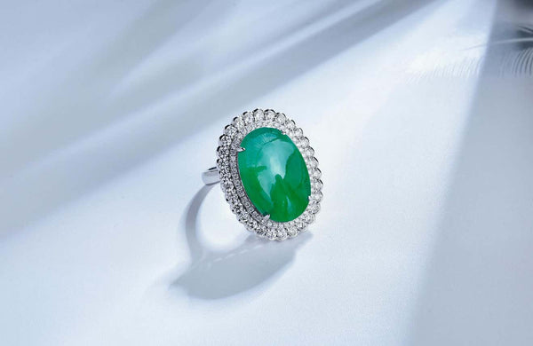 Eostre Jadeite and Diamond 18K White Gold Convertible Ring Pendant