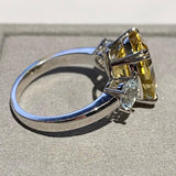 Eostre Yellow Beryl and Aquamarine White Gold Ring