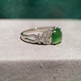 Eostre Jadeite and Diamond 18K White Gold Ring