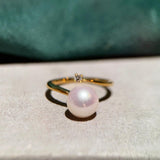 Eostre Akoya Pearl and Diamond Yellow Gold Ring