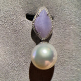 Eostre South Sea Pearl, Lavender Jadeite and Diamond White Gold Jewels Suite