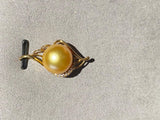 Golden South Sea Pearl and Diamond Pendant in 18k Gold