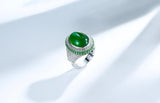 Eostre Vivid Green Emerald, Tsavorite and Diamond White Gold Ring