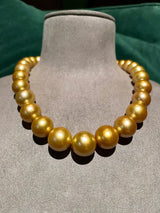 Eostre Deep Golden South Sea Pearl Necklace with Gold Clasp