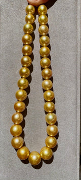 Eostre Deep Golden South Sea Pearl Necklace with Gold Clasp