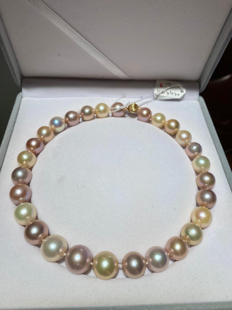 Lavender Peach Colour Freshwater Pearl Necklace