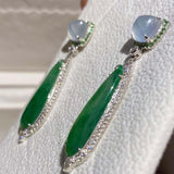 Eostre Jadeite and Diamond 18K White Gold Earring