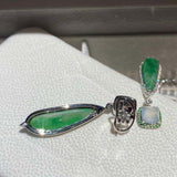 Eostre Jadeite and Diamond 18K White Gold Earring