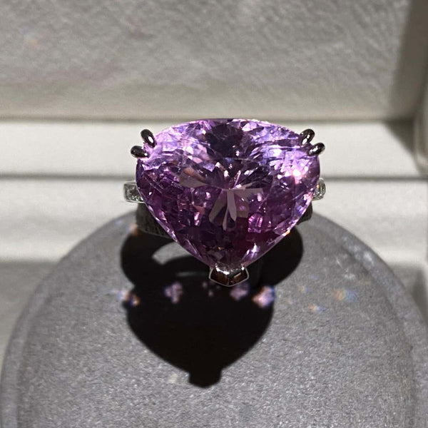 EOSTRE Kunzite Pink Sapphire and Diamond 18K White Gold Ring