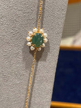 Eostre Type A Jadeite and Seed Pearl Necklace in 18k Yellow Gold