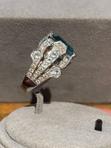 Eostre Greenish Blue Aquamarine and Diamond White Gold Ring