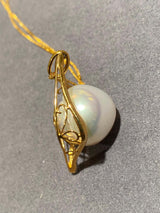 Australian South Sea Pearl and Diamond Pendant in 18k Yellow Gold