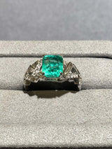 Eostre Emerald and Diamond Ring in 18k White Gold