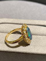 Eostre Solid Opal and Diamond Ring in 18k Yellow Gold