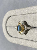 Alexandrite Cat's Eye and Diamond Ring in 18k White Gold