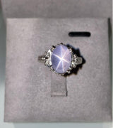 Eostre Purple Star Sapphire and Diamond Platinum Ring