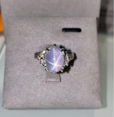 Eostre Purple Star Sapphire and Diamond Platinum Ring