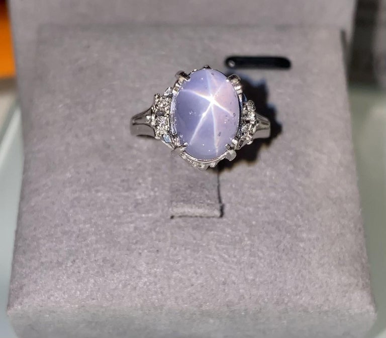 Eostre Purple Star Sapphire and Diamond Platinum Ring