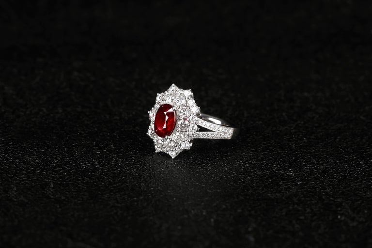 Eostre 'CHECK the VIDEO' Blood Ruby 2ct Unheated and Diamond Platinum Ring