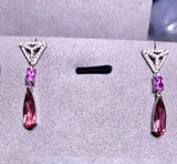 Eostre Tourmaline, Pink Sapphire and Diamond White Gold Earring