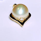 Golden Colour South Sea Pearl and Diamond Yellow Gold Pendant