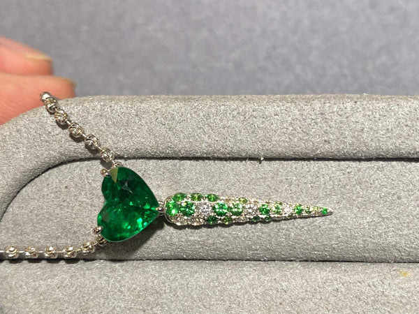 Eostre Detachable Tsavorite Garnet and Diamond Pendant in 18k White Gold