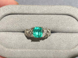 Eostre Emerald and Diamond Ring in 18k White Gold