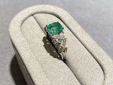 Eostre Emerald and Diamond Ring in 18k White Gold